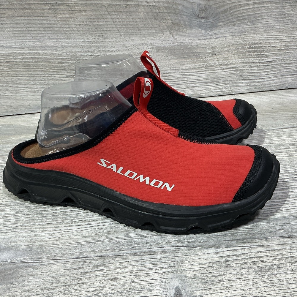 Salomon RX Recovery Slide 3.0 Aurora Red Black Lunar Rock Shoes Men's Size 9.5